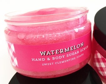 Watermelon Sugar Scrub, Body Scrub, Body Polish, Summer Hand and Foot Sugar Scrub, Melon, Mango, Papaya