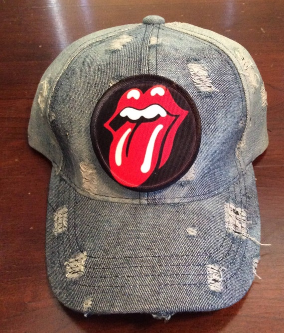 Rolling Stones ripped and distressed denim baseball cap
