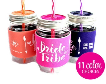 Bride Tribe, Bachelorette Party Cup with matching Bride, Bachelorette Favors, Tribal, Arrow, Cup with lid, 11 Color choices
