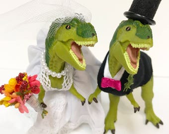 Custom Dinosaur Wedding Cake Topper, Animal Wedding Cake Topper-T-Rex Cake Topper-Prehistoric-Animal Cake Topper Wedding Topper