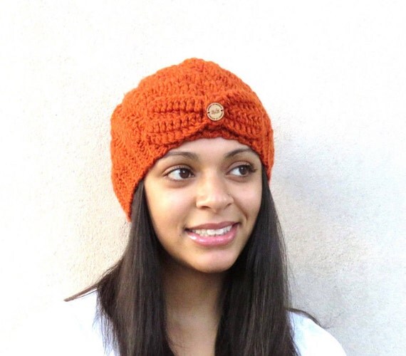 Crochet Spiral Hat Crochet Cap Crochet Orange Hat Color is