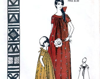 Polynesian Pattern 124 Vintage 70s Sewing Pattern for Misses' Luau Dress - Uncut - Size Medium - Bust 34-36