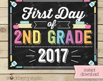 First Day of 2nd Grade Sign 1st Day of 2nd Grade First Day