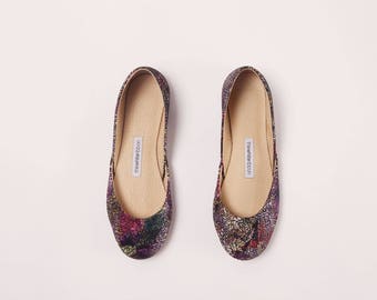 Handmade Leather Ballet Flats | Purple Galaxy | Ballet Flats | Last two pairs, eu 37 and 38 | Ready to Ship
