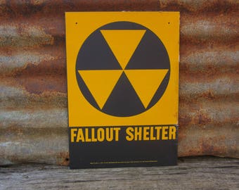 metal fallout shelter sign yellow