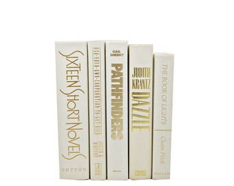 Ivory White BOoks, Decorative Books, Beige WHite Book Bundle, Book Collection, Old Book Decor, WEdding Decor, BOok Set, interior home decor