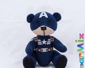 Captain America bear "Stealth suit" - marvel superhero movie comic plush toy avengers steve rogers