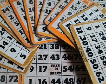 Twenty Seven (27) Used Square Bingo Cards. Cardboard. From VFM. 5"x5" square.