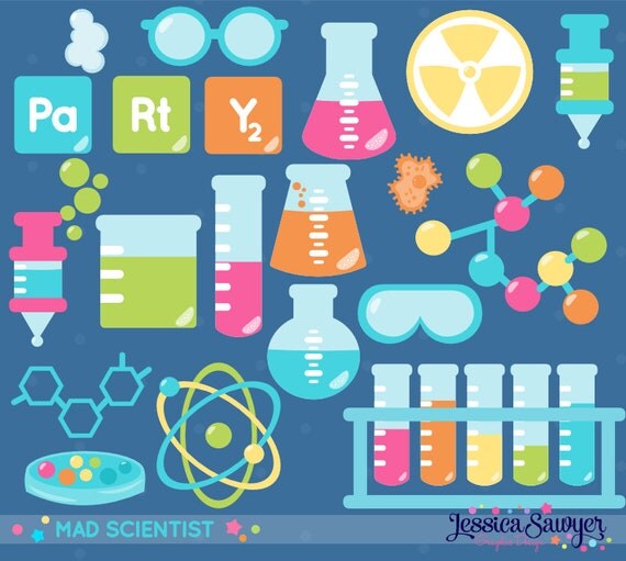 INSTANT DOWNLOAD, Science Clipart for mad scientist party and crafts Il_570xn