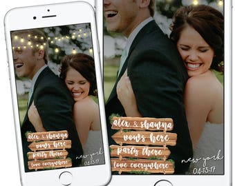 Custom Rustic Wedding Snapchat Filter, Rustic Wedding Snapchat Filter, Personalied Wedding Sign, Wooden Wedding Sign, Wedding Decor, Geotag