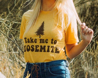 Take me to Yosemite- womens tshirt- vintage inspired-70s tshirt-monogram tshirt-camp shirt-graphic tee-unisex tshirt-yosemite t