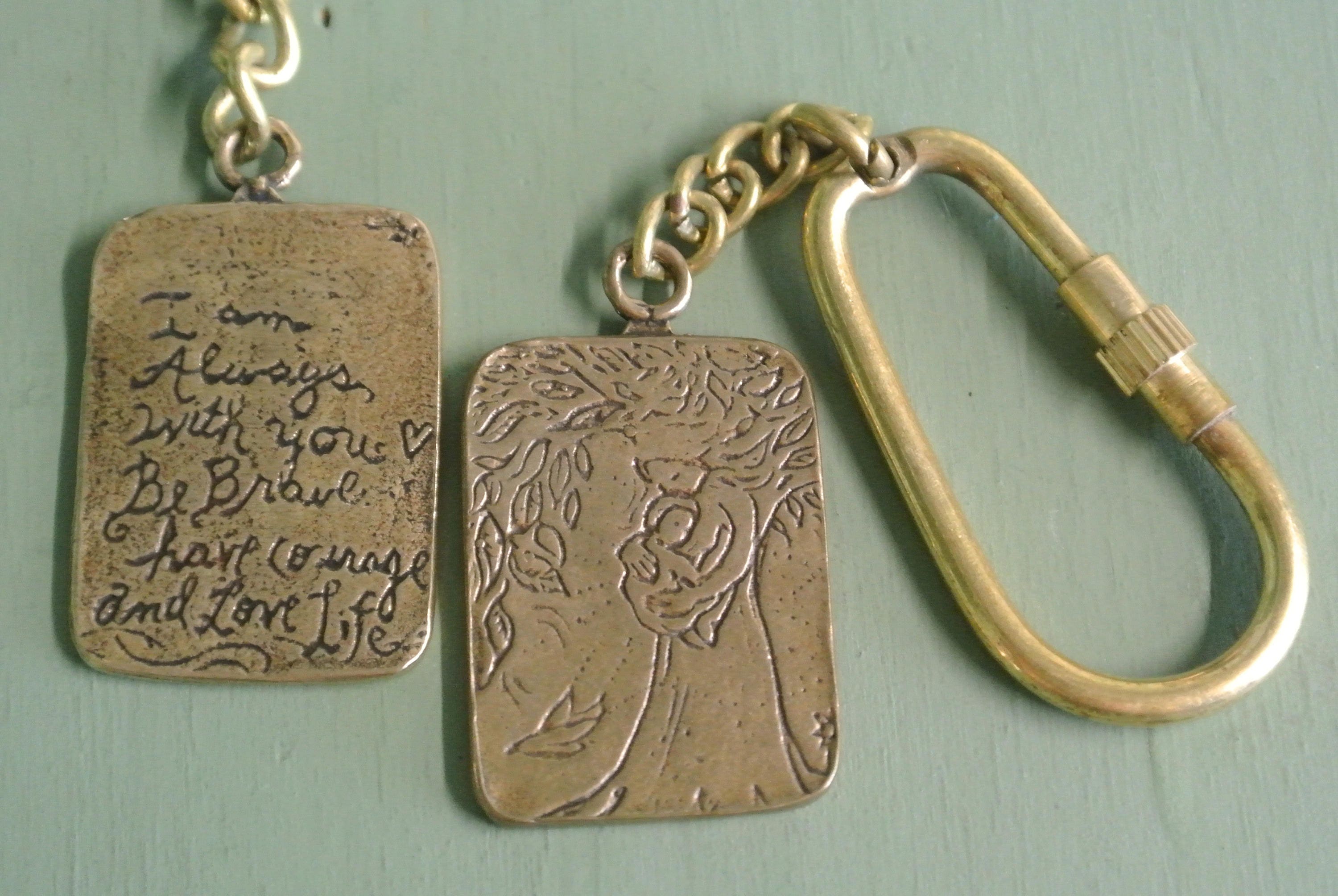 Quote Key Chain Bronze Key Chain Love Quote I am