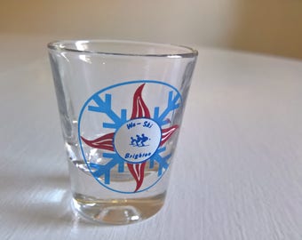 Vintage Brighton Ski Resort Shot Glass -- Retro American House Bar Home Decor Trinket Cup -- Utah Winter Sports Road Trip 21st Birthday Gift