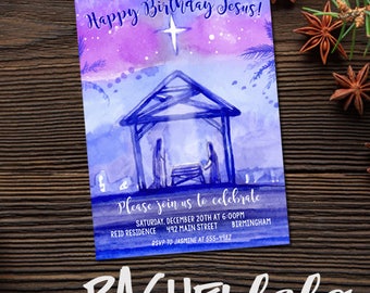 Christmas Party Invitation Happy Birthday Jesus Party Invite
