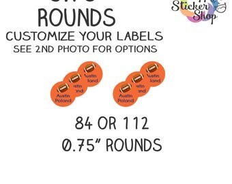 0.75" Rounds Kid's Name Label Stickers - 84 or 112 Labels Waterproof, Dishwasher Safe for School, Daycare, Camp