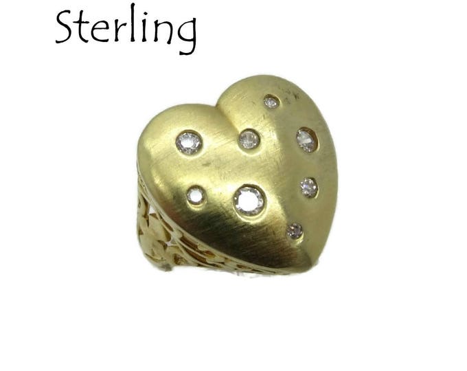 Sterling Silver Heart Ring, Vintage Gold Plated Silver Love Heart Ring, Size 7 Gift Box, Perfect Gift