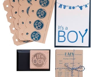 Baby shower package in letterpress + stamp