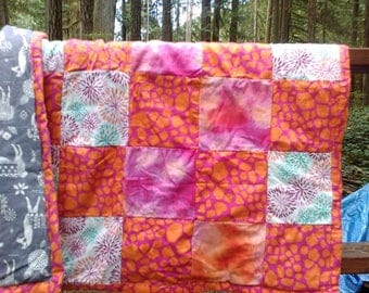 Pretty Pink Patchwork Quilt With Llamas
