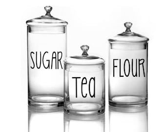 Kitchen Decal- Kitchen Canister Decal- Canister Decal- Sugar Decal- Flour Decal- Tea Decal-Rae Dunn