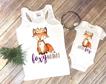 Mommy and Me Shirts, Foxy Mama, Little Fox, Mommy and Me Outfits, Family Shirts, Baby Shower Gift,Mom and Daughter Set, Mommy and Me Shirt
