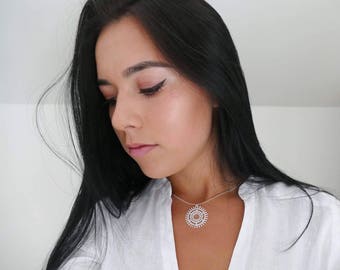 Statement Choker For Her - Delicate Boho Choker - Boho Choker Necklace - Boho Jewelry - Mandala Jewelry - Elegant Necklace - Sterling Silver