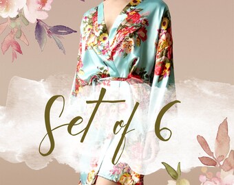 set of 6 Bridesmaids Robes, Set of 6 robes, set of 6 bridal party robes set of 6, Bridesmaid set of 6 floral robes