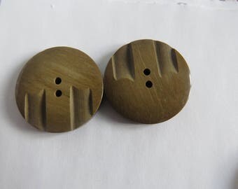 Large textured khaki round button
