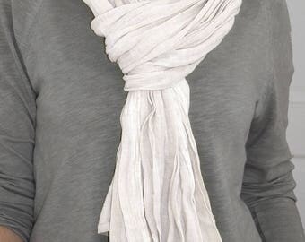 Cheich ou écharpe en voile de coton, foulard homme ou femme, chèche, écharpe mixte en couleur naturelle, teinture artisanale ton de beige