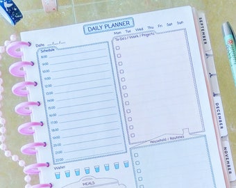Happy Planner Daily Inserts Printable Classic Happy Planner Pages Made to Fit Erin Condren Planner Daily Plan Daily Agenda Instant Download.