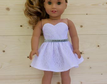 18 inch doll clothes AG doll clothes White Lace Strapless Dress made to fit like American Girl doll clothes