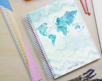 Travel Mint - A5 student weekly planner | watercolor map agenda 2017/2018 - school year agenda