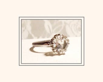 Art Deco Engagement Ring, Antique French Paste Ring, Early UNCAS, 1930s Paste Ring, Beautiful 8 Prong Crown Setting, Large Solitaire Ring.