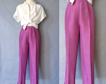 vintage silk pants/ silk trousers/ minimalist silk pants women's size S/M