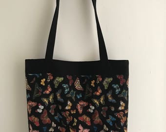 Butterfly fabric tote, shopper bag
