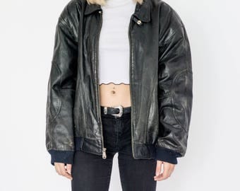 90s Oversize God Save The Queen Leather Jacket