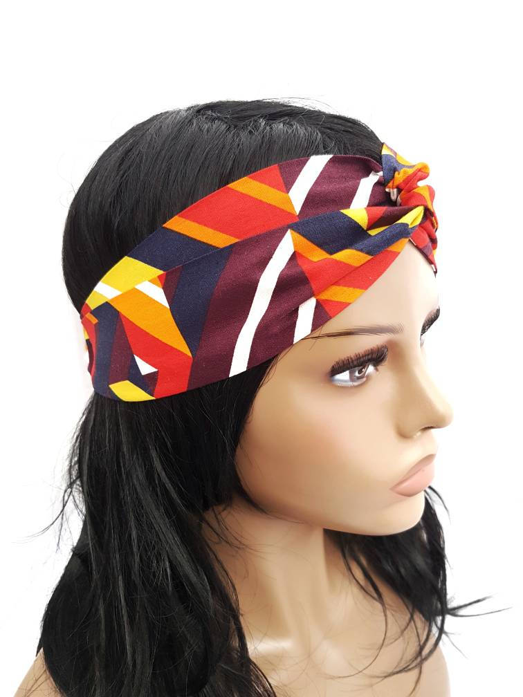 African Print Headband/ Ankara Headband/ Geometric Print/