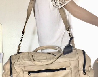 Tan Leather Duffle Bag, Shoulder Bag, Travel Bag