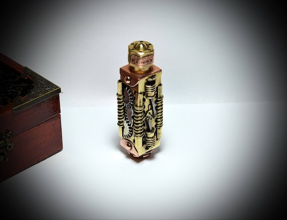 Steampunk lighter " Machinery ", petrol , wood gift box. by MagenKening steampunk buy now online