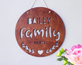 Family Name Sign - Home Sign - Laser Cut Wood Name - Wood Family Established Signs - Home Decor - Wooden Name Sign - Housewarming gift