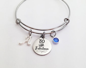 30th Birthday, 30th Birthday Party, 30th Birthday Gifts for Her, Adjustable Bracelet, 30th Birthday for Her, 30 and Fabulous, Thirty