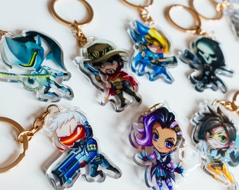 Overwatch 2" Acrylic Keychain Charms Double-Sided All 24 Heroes Cute