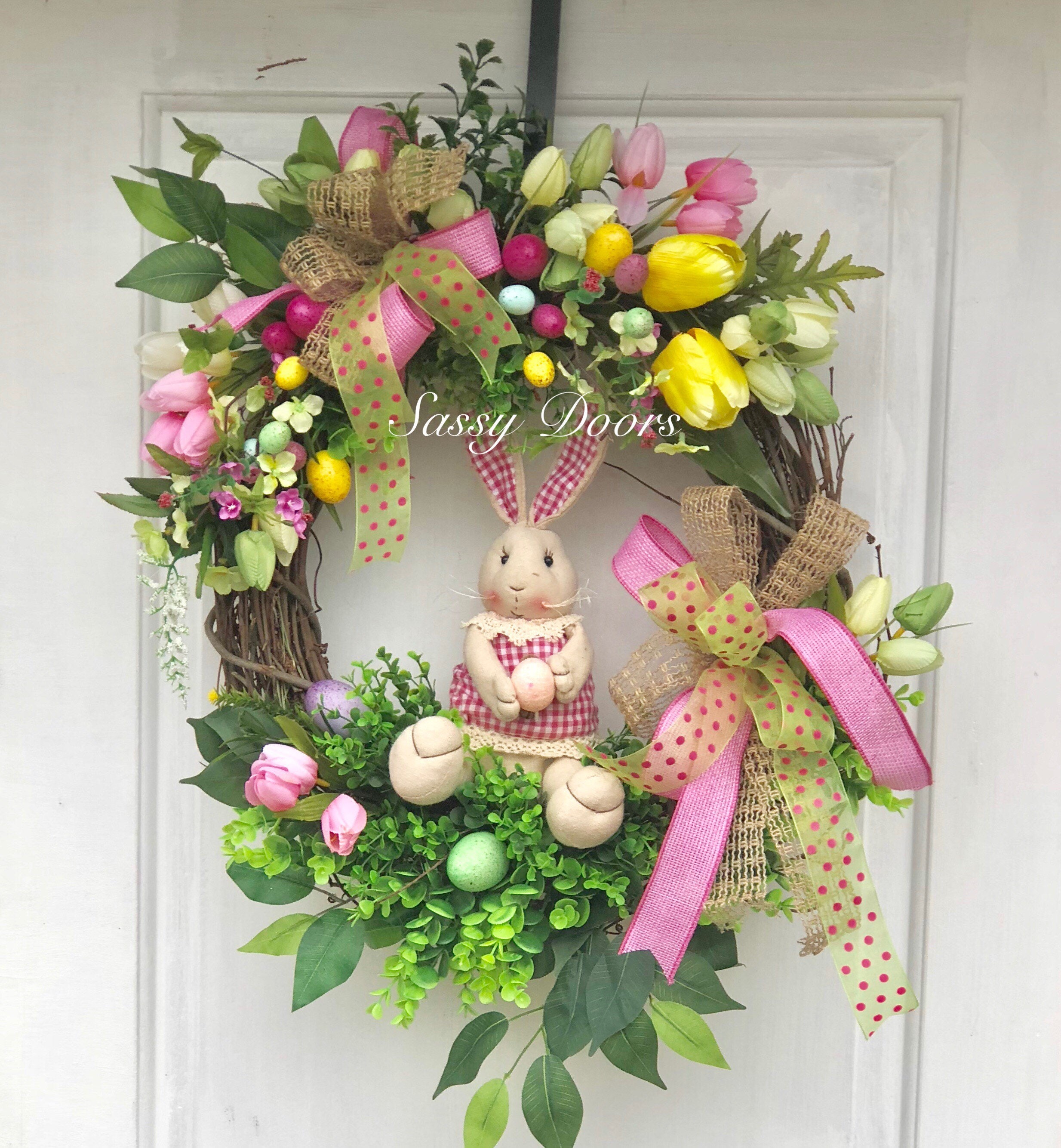 Easter Wreaths, Wreath with Bunny, Easter Grapevine Wreath With Bunny ...