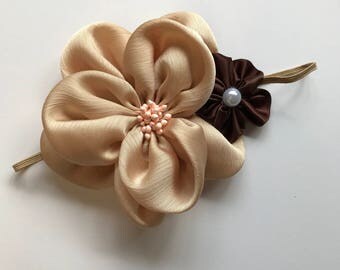 Large Neutral Flower Headband size: Newborn-1 year