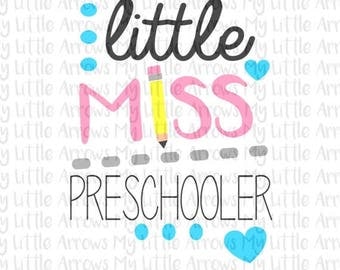 SALE- Little Miss preschooler SVG, DXF, Eps, png Files for Cutting Machines Cameo or Cricut - back to school svg - preschool svg
