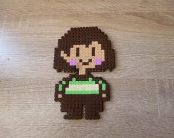 Sprite of Frisk or chara from Undertale in perler beads - Pixel Art - Hama Beads
