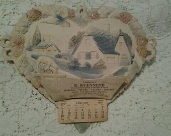 Antique Embossed Die-cut Calendar 1927