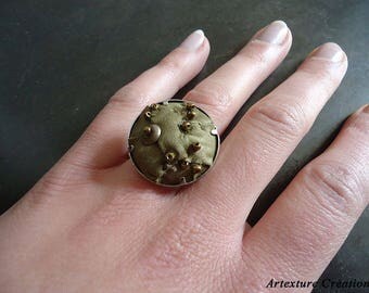 Beige textile ring dark/REF BA6