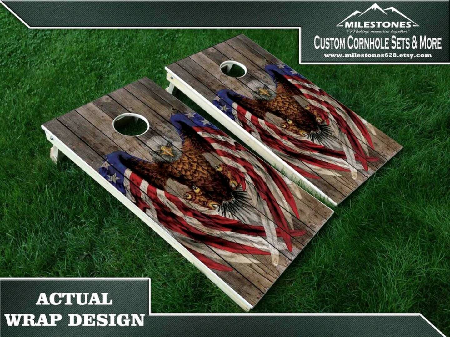 Custom high quality vinyl wraps designed for Cornhole boards