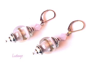 Earrings * charming * hand made, blown Lampwork Glass Beads matching bracelet, swarovski crystal beads