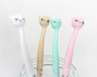 Cat Pens, SPECIAL OFFER, School Supplies, Cat Stationery, Writing Pen, Black Ink, Cats, Gel Pen, Gift for Cat Lover, Pastel Pen
